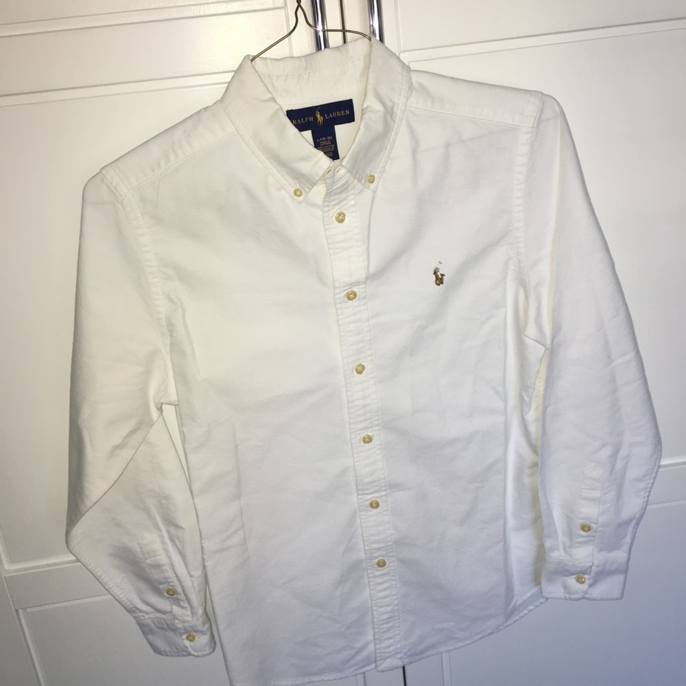 Boys Large Ralph Lauren White Oxford cloth shirt